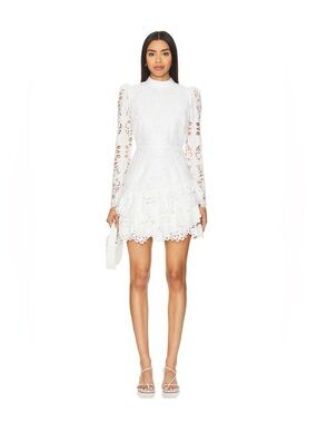 Yumi Kim White Lace Long-Sleeve Mini Dress